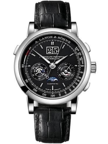 朗格Datograph Perpetual Tourbillon铂金黑面陀飞轮万年历计时男表740.036