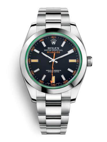 劳力士MILGAUSS40精钢黑面白条男表116400GV-0001精钢表扣