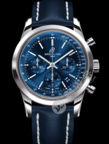 百年灵越洋计时腕表系列AB015112/C860蓝皮带蓝色表底盖
