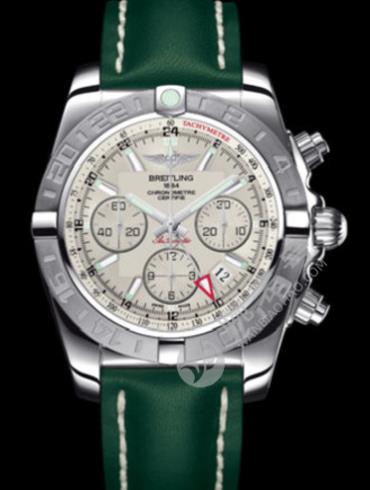 百年灵机械计时GMT终极计时腕表系列AB042011/G745绿皮带