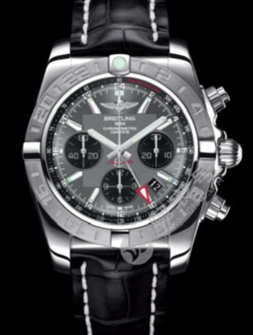 百年灵机械计时GMT终极计时腕表系列AB042011/F561黑鳄鱼皮带