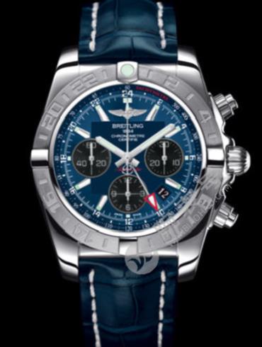 百年灵机械计时GMT终极计时腕表系列AB042011/C852蓝鳄鱼皮带