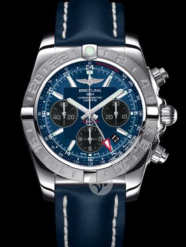 百年灵机械计时GMT终极计时腕表系列AB042011/C852蓝皮带
