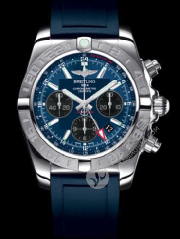 百年灵机械计时GMT终极计时腕表系列AB042011/C852蓝深潜胶带