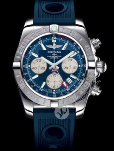 百年灵机械计时GMT终极计时腕表系列AB042011/C851蓝海洋竞赛胶带