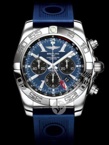 百年灵机械计时GMT腕表系列AB041012/C835蓝海洋竞赛胶带