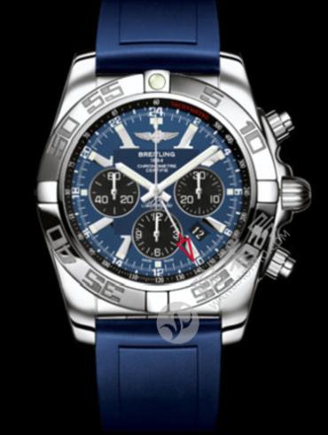百年灵机械计时GMT腕表系列AB041012/C835蓝深潜胶带