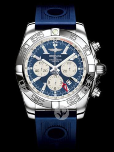 百年灵机械计时GMT腕表系列AB041012/C834蓝海洋竞赛胶带