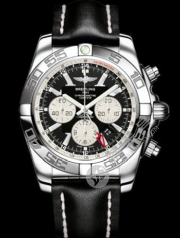 百年灵机械计时GMT腕表系列AB041012/BA69黑皮带