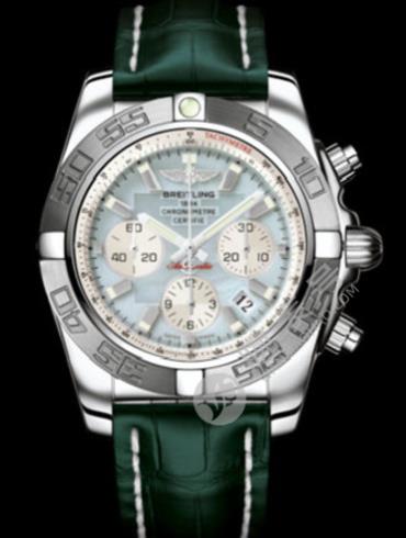 百年灵机械计时终极计时腕表系列AB011011/G685绿鳄鱼皮带