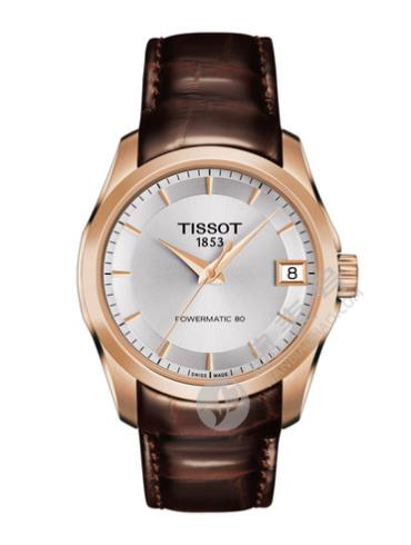 Tissot  天梭库图系列皮带80机芯机械女表T0352073603100