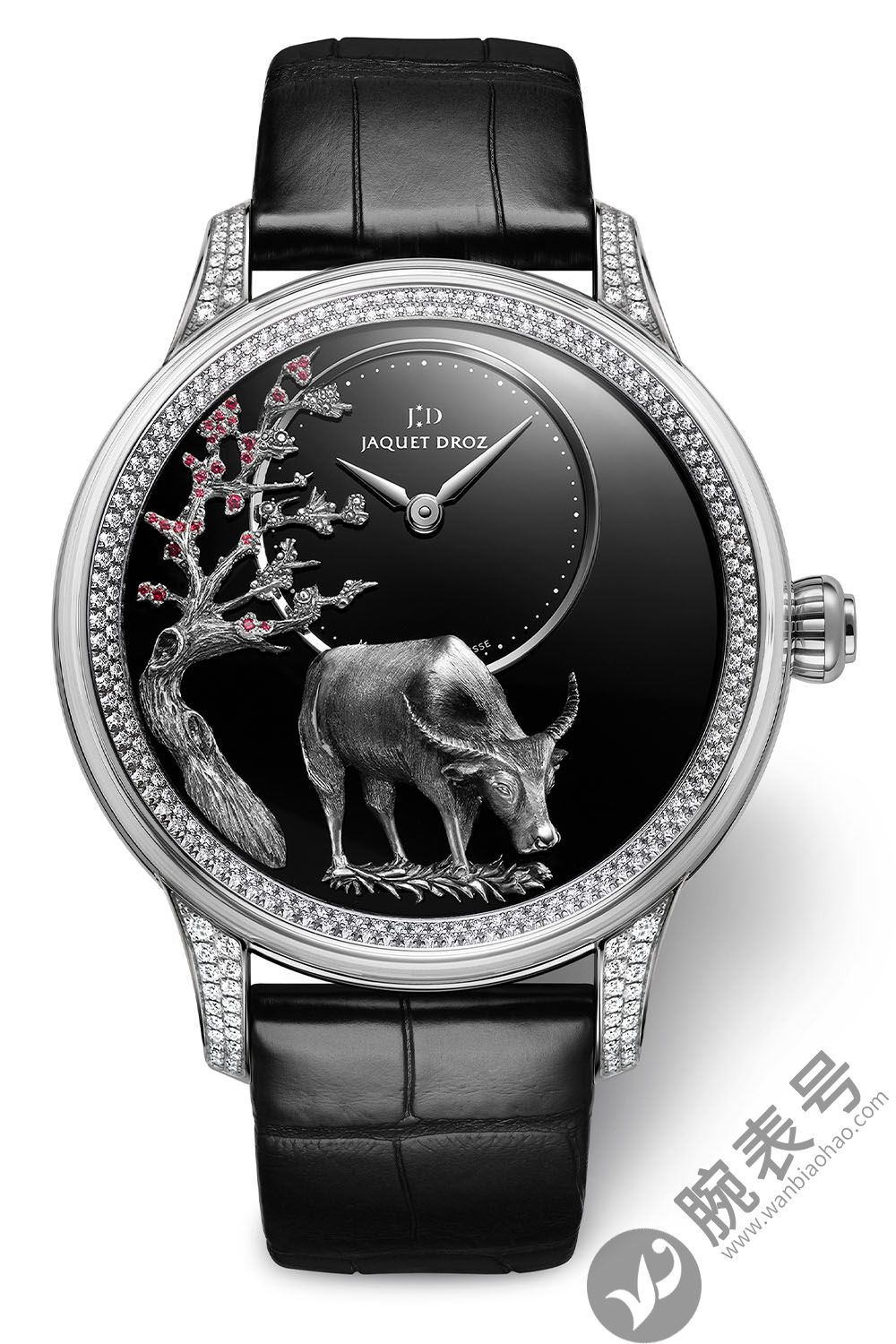 雅克·德罗兹(JAQUET DROZ)小巧水牛分钟水牛配浮雕表盘